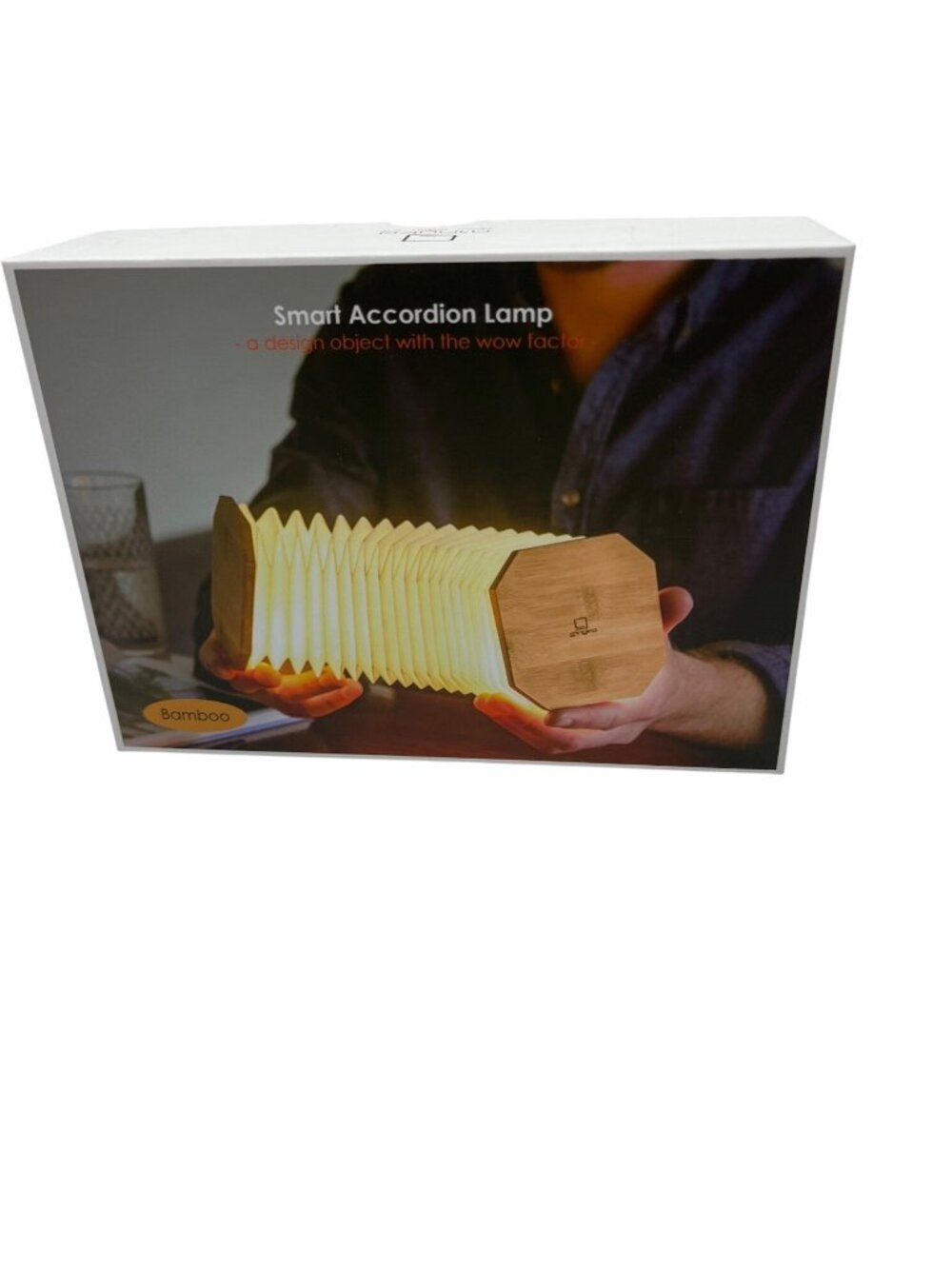 Smart Accordion Lamp Bamboo Design USB Rechargeable Sculptural Light 37o